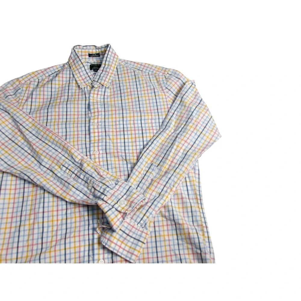 J Crew Re-Imagined Slim‎ Fit Untucked Plaid Button Down Shirt Mens Medium